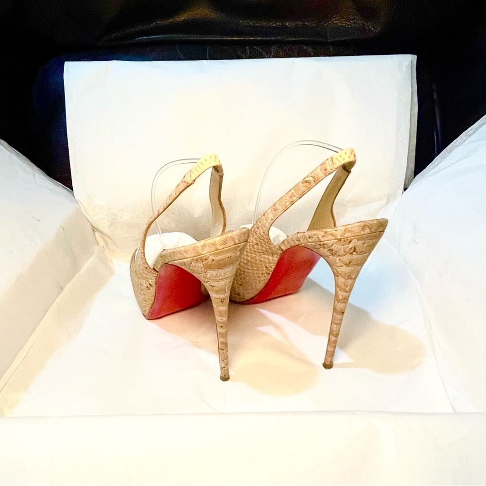 Christian Louboutin Private Number 120 python skin cork Anemone collection 38.5 - Picture 6 of 11